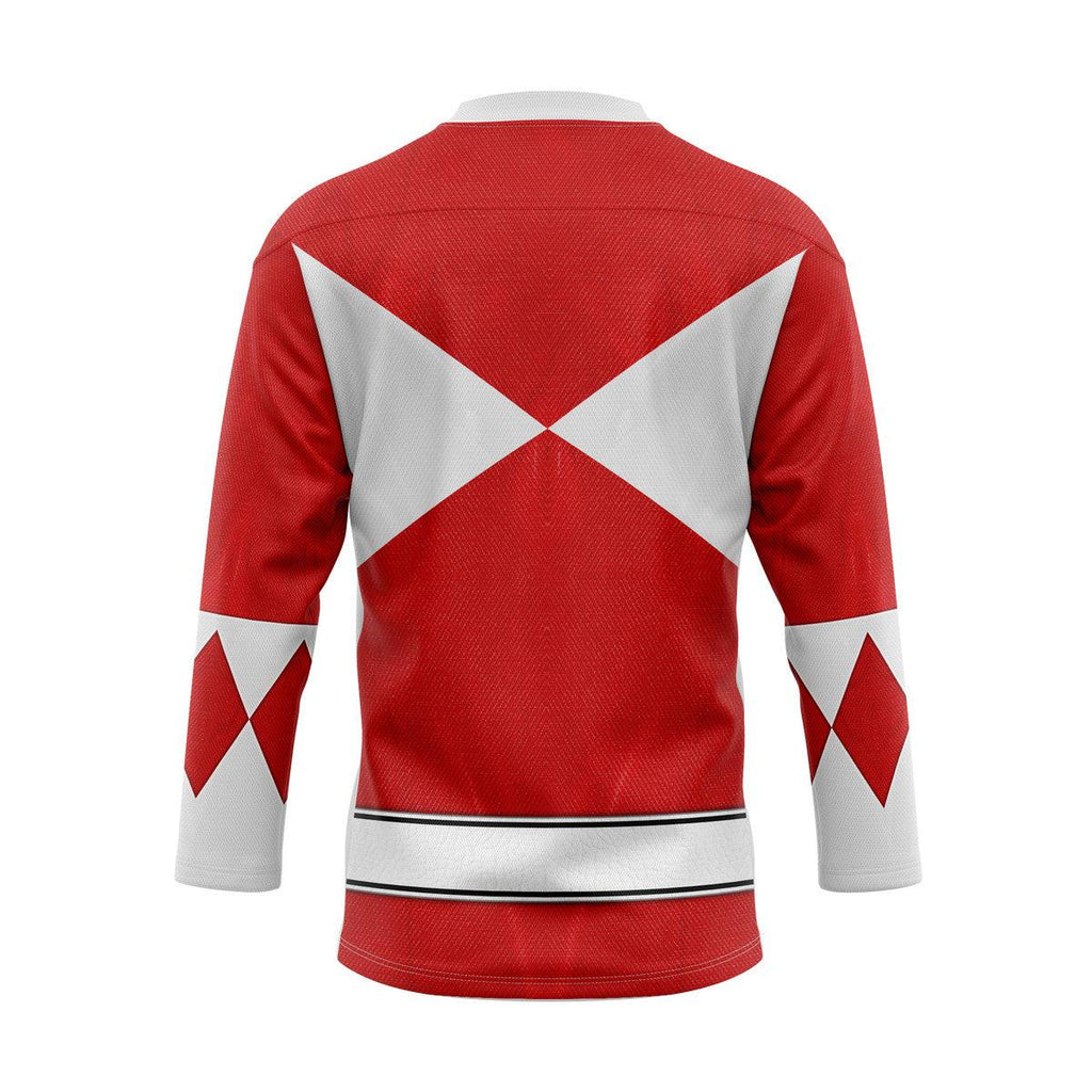 Red Ranger Mighty Morphin Hockey Jersey - OodieGang.com