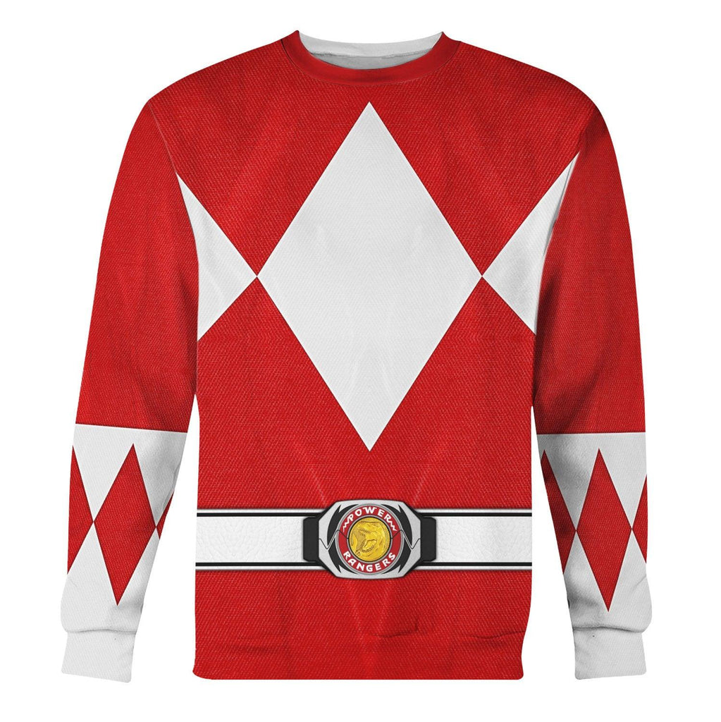 Red Ranger Mighty Morphin Hoodies Sweatshirt T-shirt Hawaiian Tracksuit - OodieGang.com