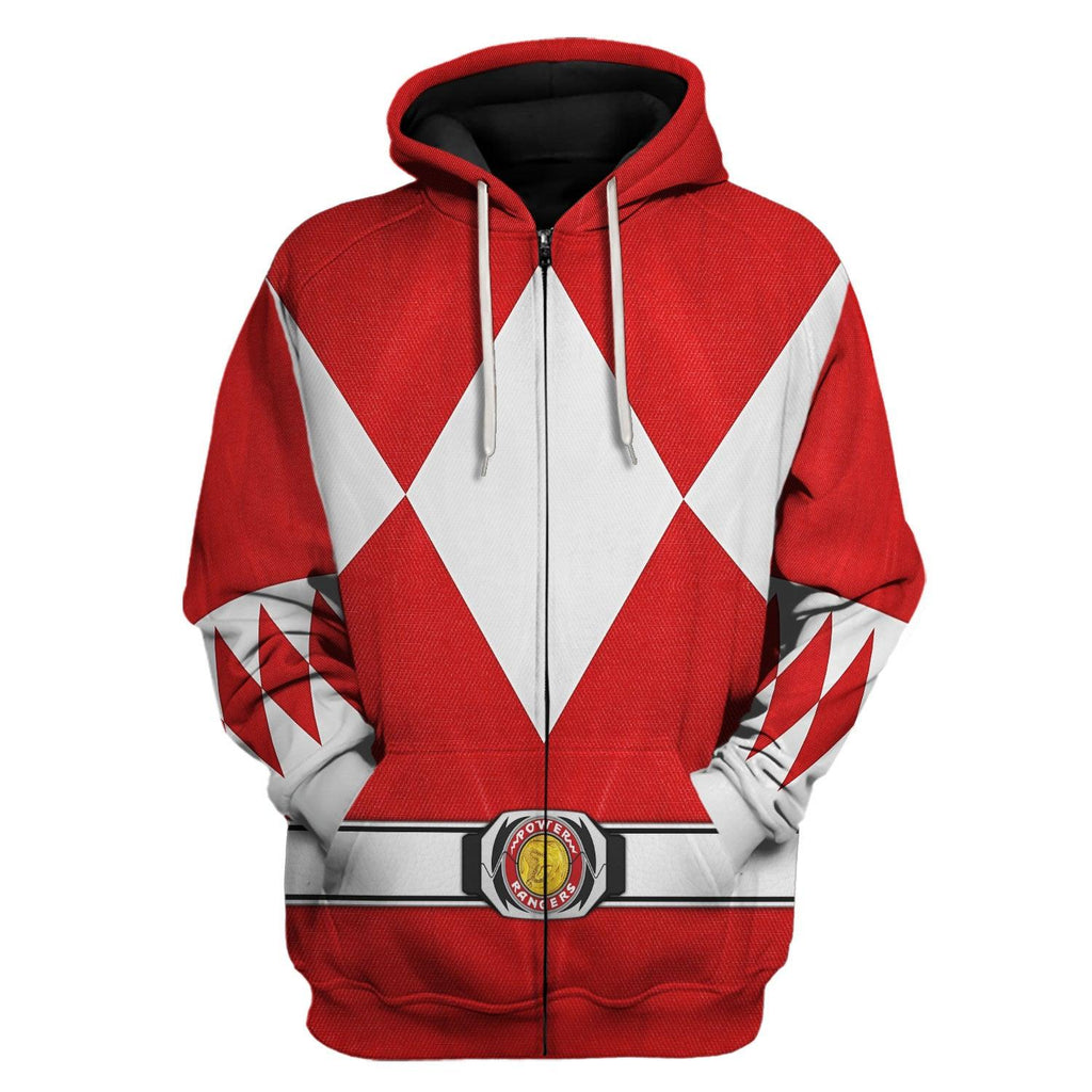 Red Ranger Mighty Morphin Hoodies Sweatshirt T-shirt Hawaiian Tracksuit - OodieGang.com