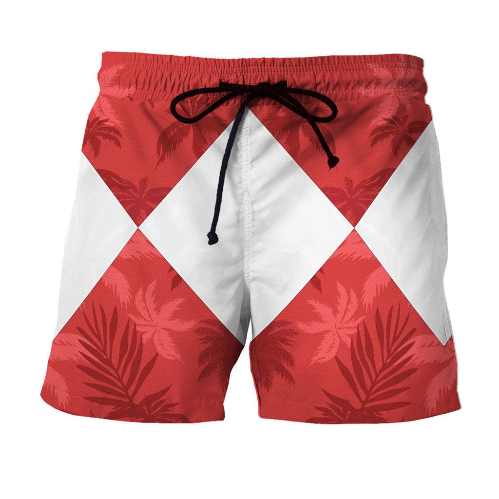 Red Ranger x Tommy Vercetti Hawaiian Shirt & Beach Shorts - OodieGang.com