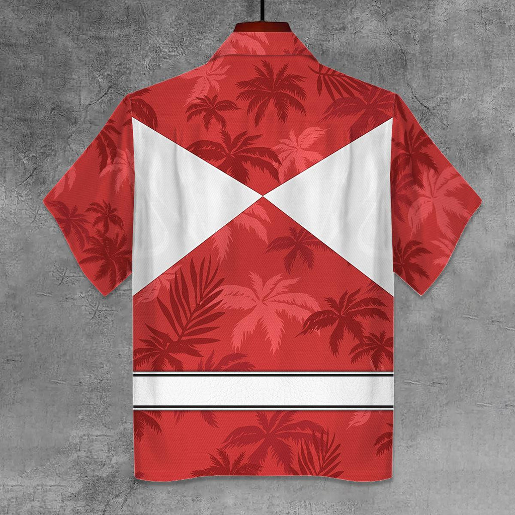 Red Ranger x Tommy Vercetti Hawaiian Shirt Beach Shorts - OodieGang.com