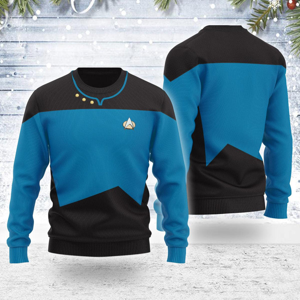 The Next Generation Blue Uniform Themed Costume Christmas Wool Sweater - OodieGang.com