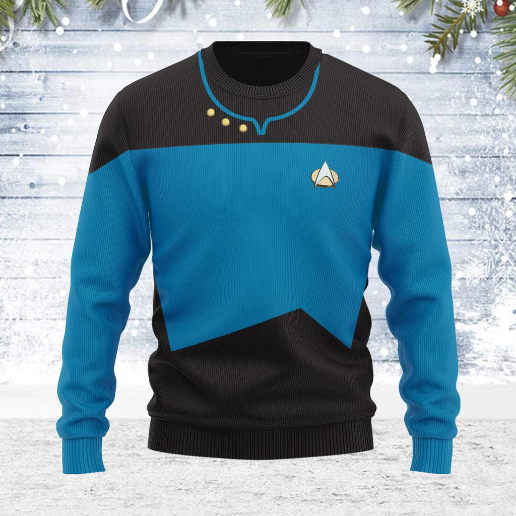 The Next Generation Blue Uniform Themed Costume Christmas Wool Sweater - OodieGang.com