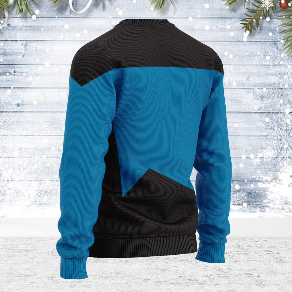 The Next Generation Blue Uniform Themed Costume Christmas Wool Sweater - OodieGang.com