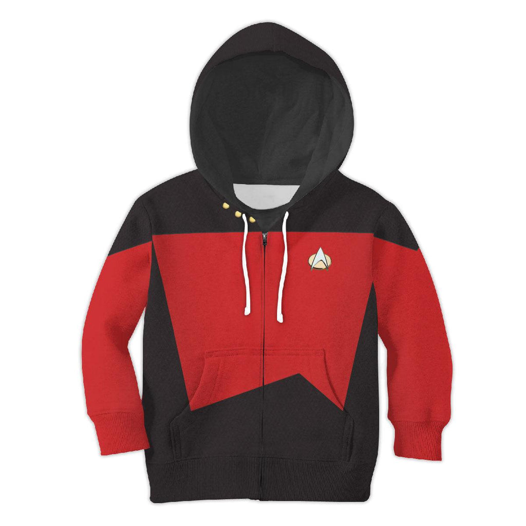 The Next Generation Red Uniform Costume Cosplay Kid Hoodie Sweatshirt T-Shirt - OodieGang.com