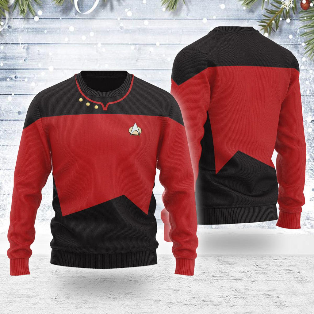 The Next Generation Red Uniform Themed Costume Christmas Wool Sweater - OodieGang.com