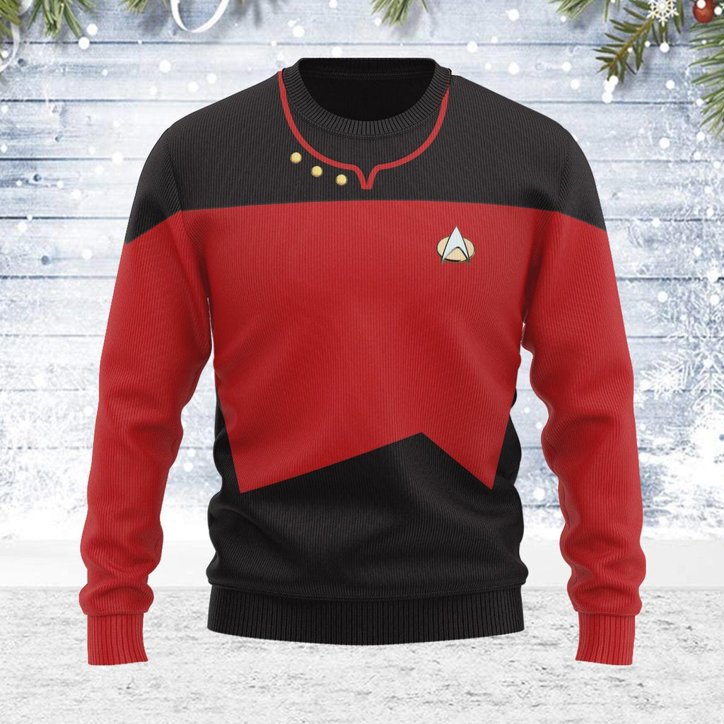 The Next Generation Red Uniform Themed Costume Christmas Wool Sweater - OodieGang.com