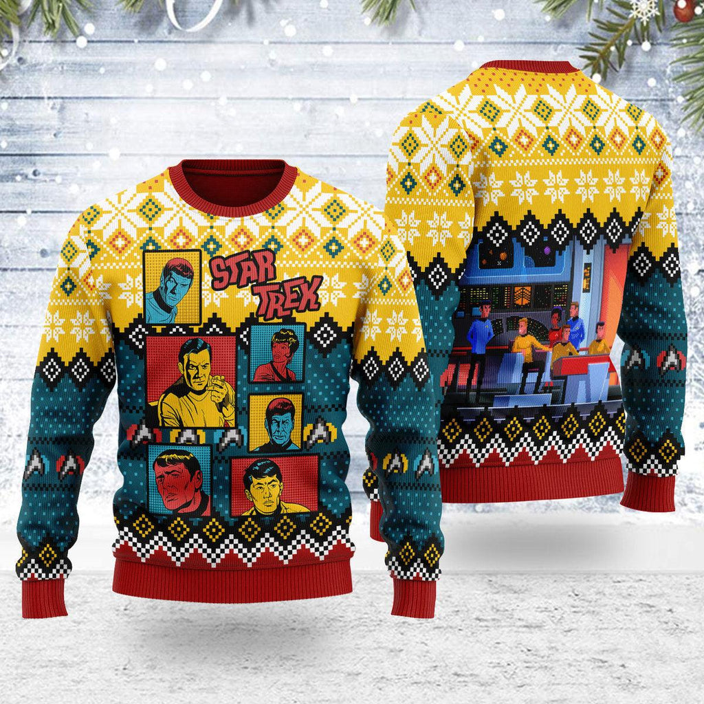 The Original Series Retro Character Squares Christmas Sweater - OodieGang.com