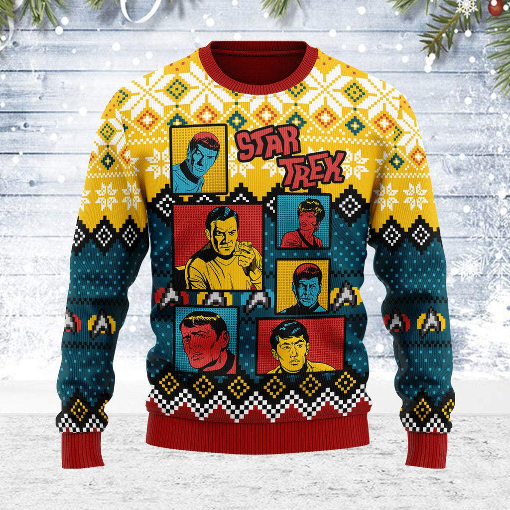 The Original Series Retro Character Squares Christmas Sweater - OodieGang.com