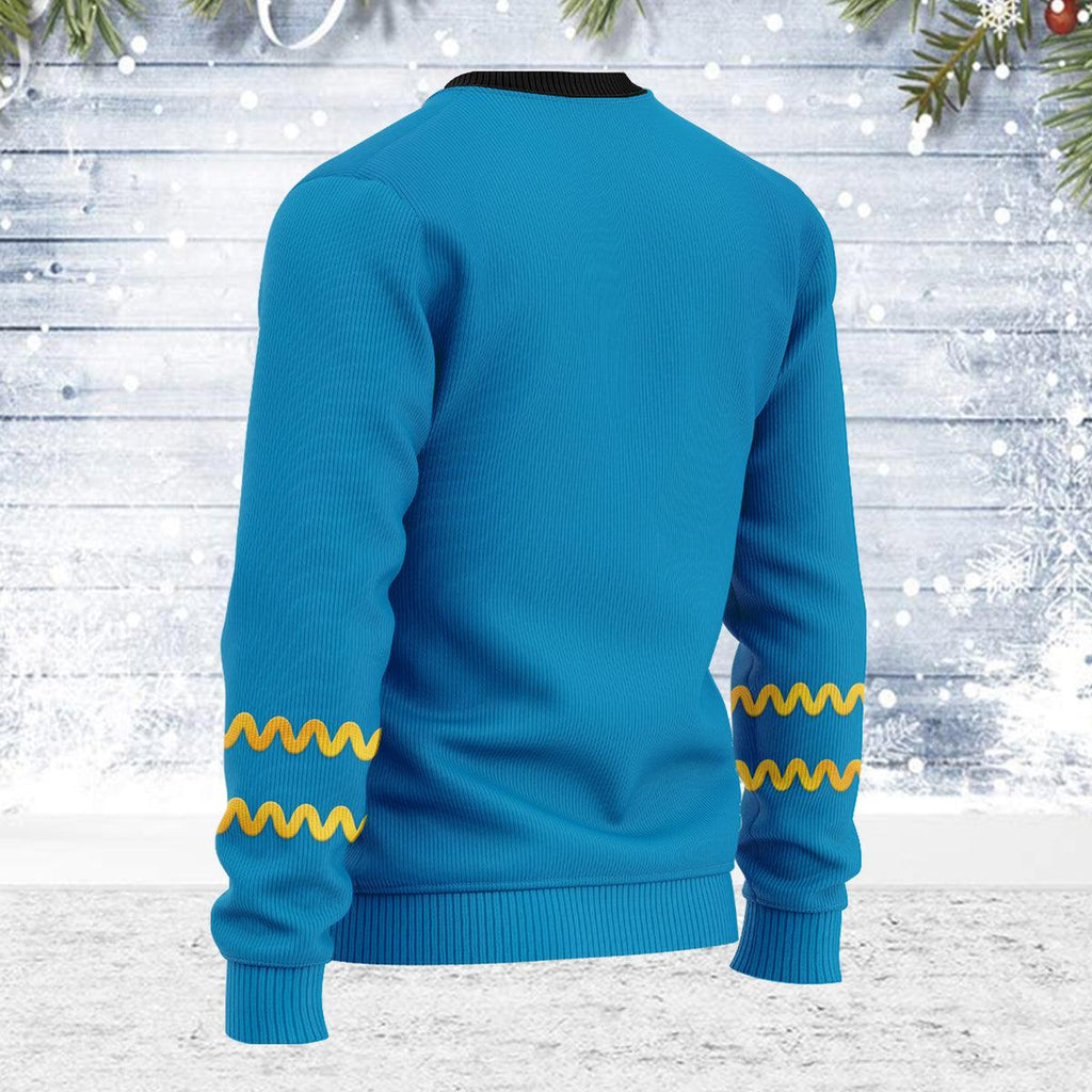 The Original Series Spock Blue Uniform Themed Costume Christmas Wool Sweater - OodieGang.com