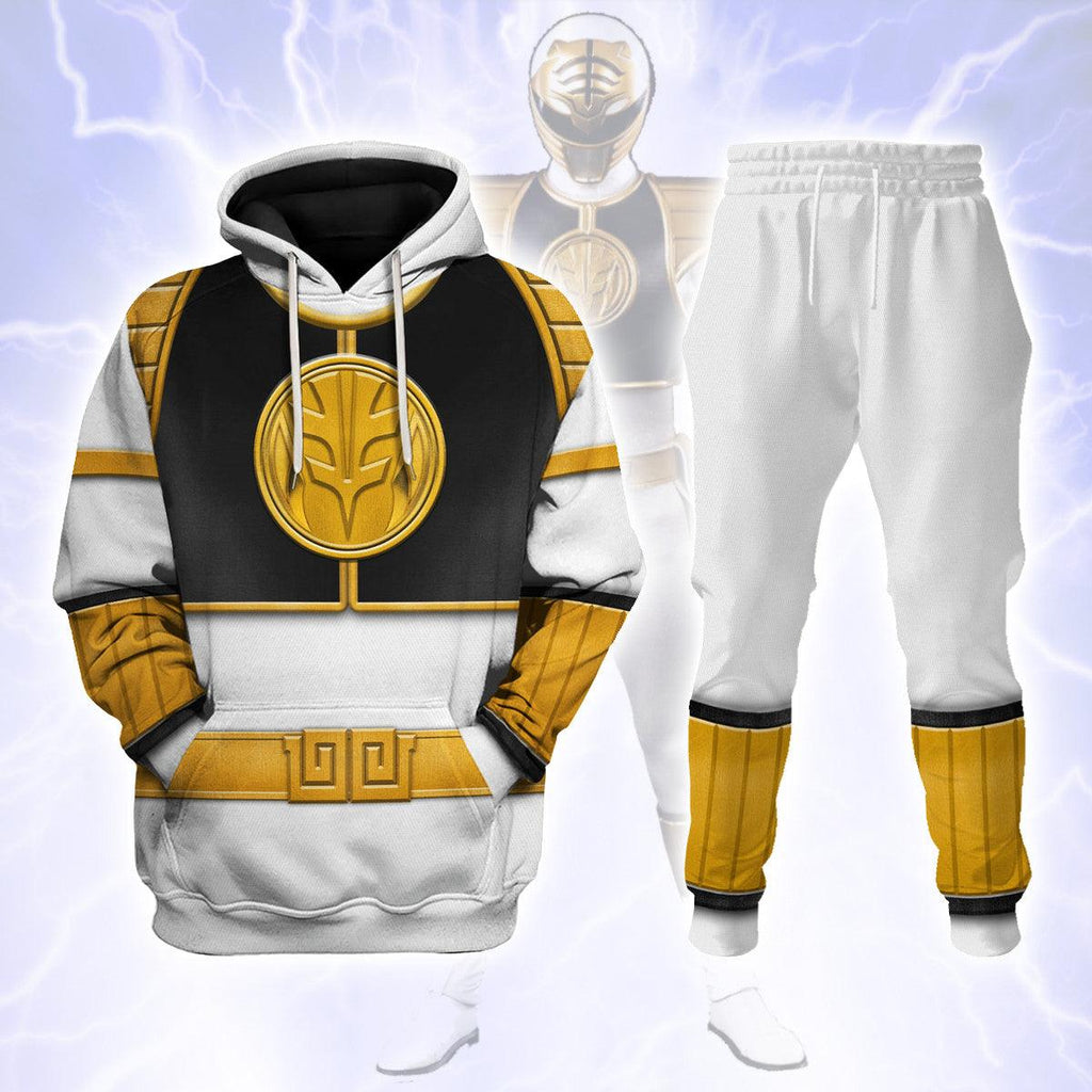 White Ranger Mighty Morphin Hoodies Sweatshirt T-shirt Hawaiian Tracksuit - OodieGang.com