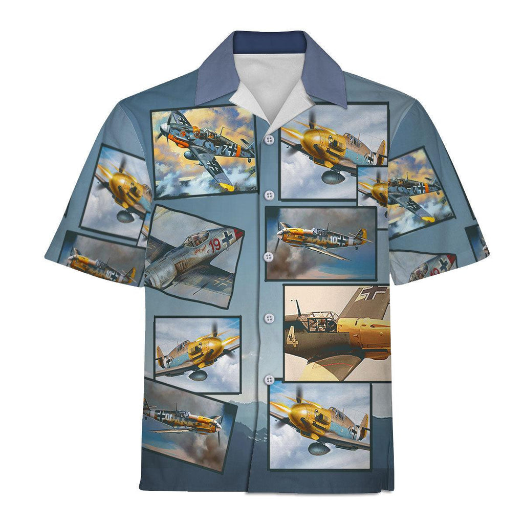 WWII Messerschmitt Bf 109 Aircraft Aloha Print Hawaiian Shirt 3D Shirt For Unisex - OodieGang.com